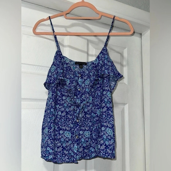American Eagle Blue Floral Top with Spaghetti Straps - Picture 1 of 8